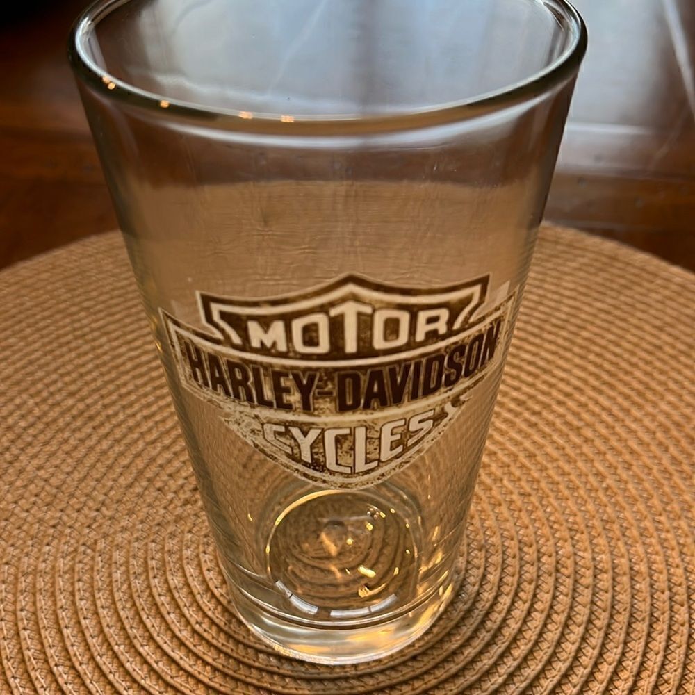 Vintage Harley Davidson Prinstripe Pint Glass emblem old -ask how to get 4 free